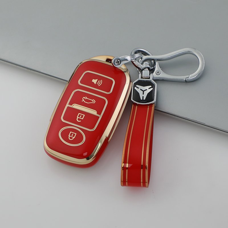 Silver Edge TPU Car Key Case Cover with keychain For Daihatsu Tanto LA610S Perodua Toyota Rush car accessories key protector