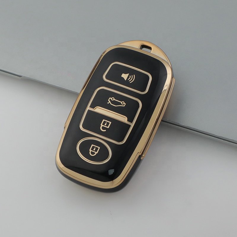 Silver Edge TPU Car Key Case Cover with keychain For Daihatsu Tanto LA610S Perodua Toyota Rush car accessories key protector