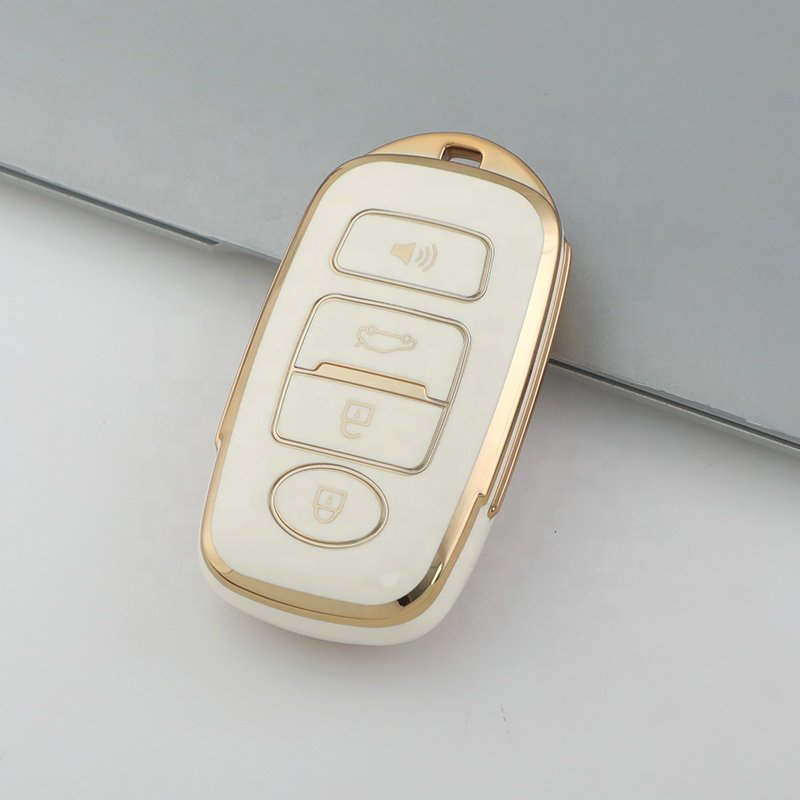 Silver Edge TPU Car Key Case Cover with keychain For Daihatsu Tanto LA610S Perodua Toyota Rush car accessories key protector