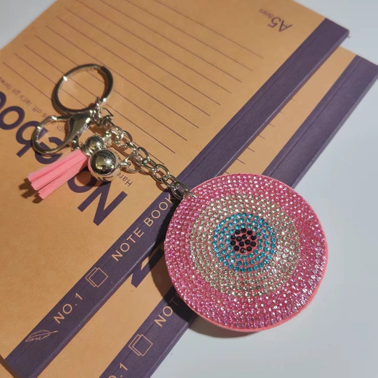 AliExpress Hot Diamond Eye Keychain Fashion Bag Tassel Pendant Keychain Cartoon Accessories Wholesale