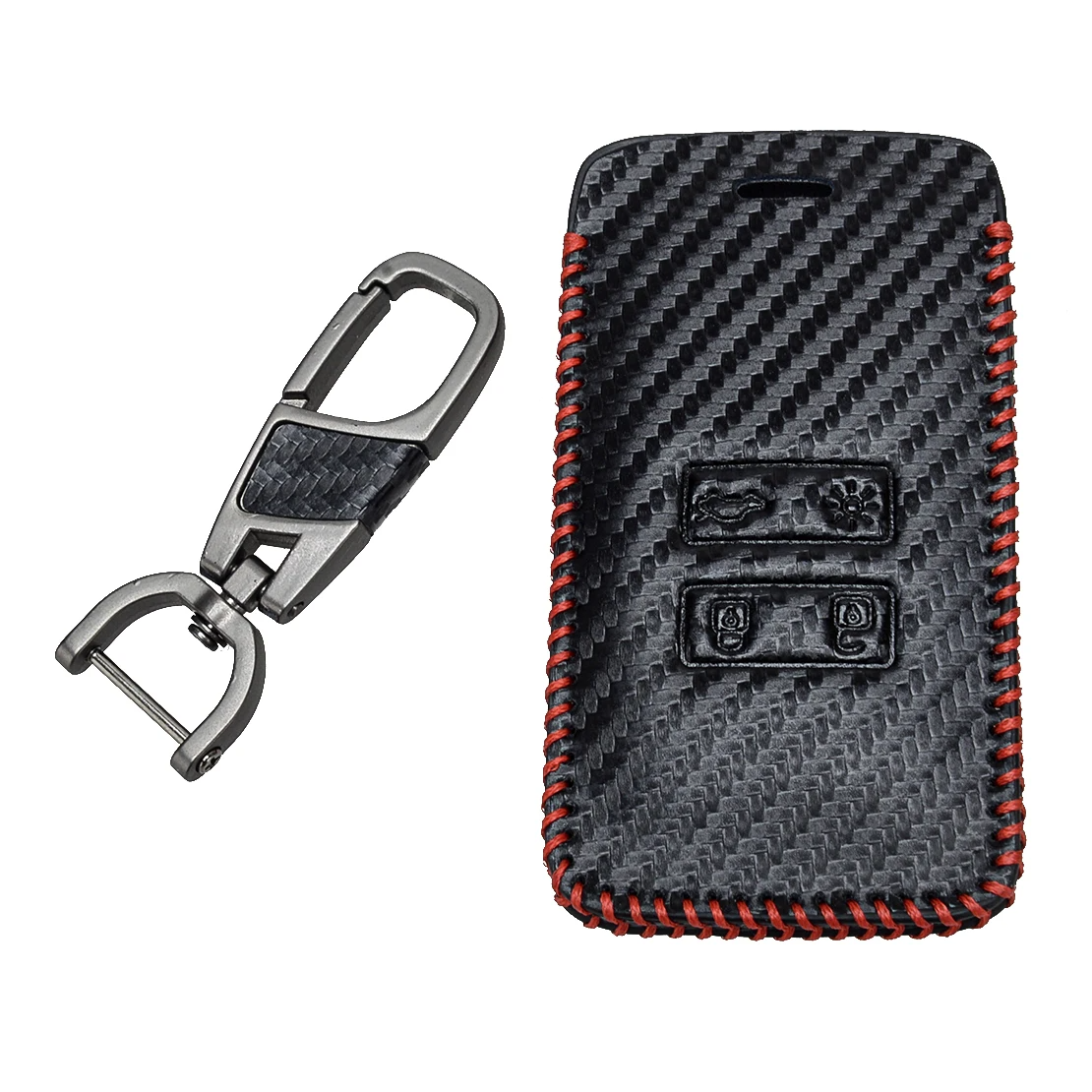 Carbon Fiber Style Leather Car Key Case For Renault Megane Koleos Kadjar Clio Captur for Dacia Logan Duster Cover Remote Fob