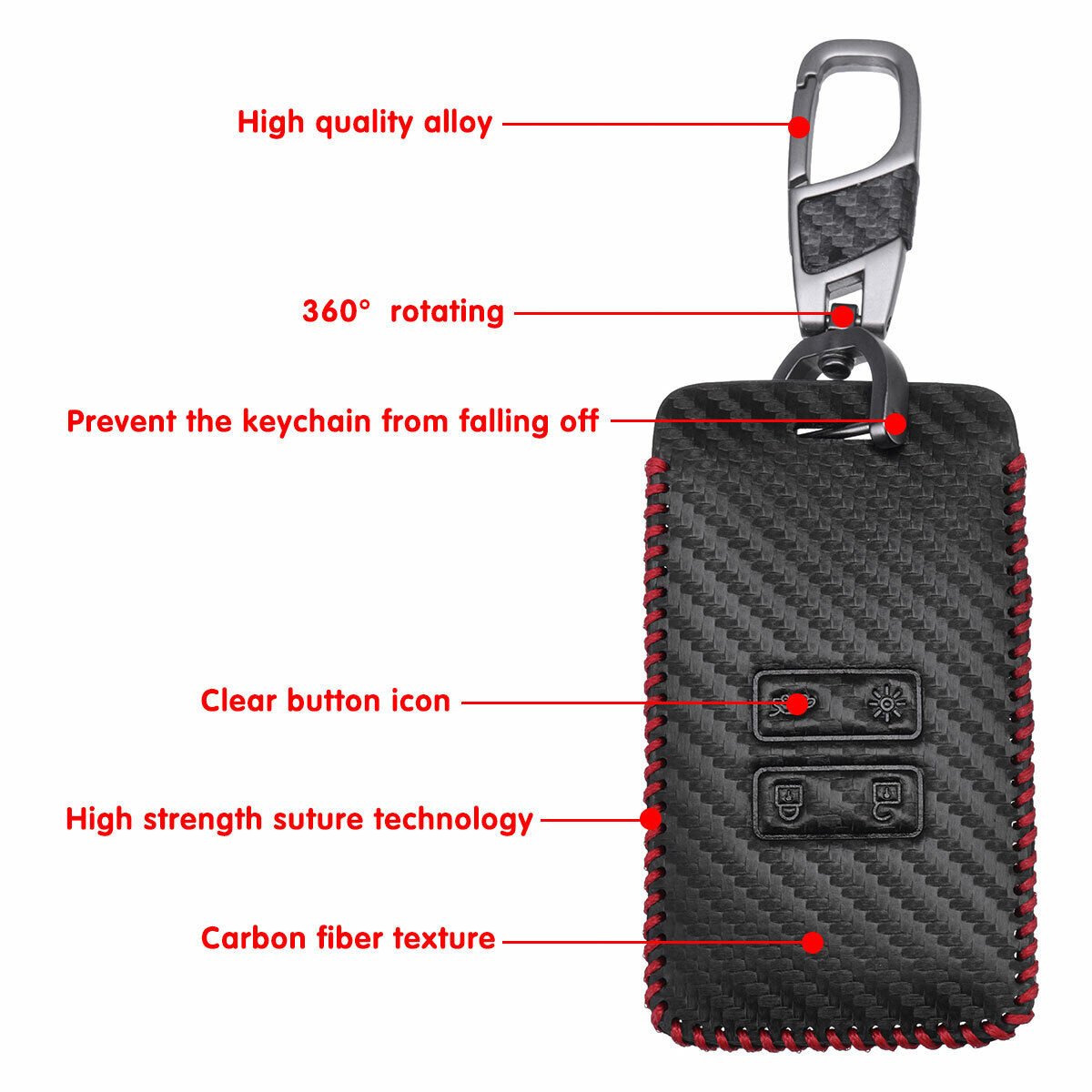 Carbon Fiber Style Leather Car Key Case For Renault Megane Koleos Kadjar Clio Captur for Dacia Logan Duster Cover Remote Fob