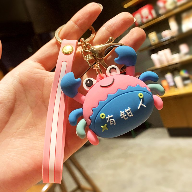 Wholesale Cartoon Fortune Crab Keychain PVC Cute Doll Schoolbag Creative Gift Couple Car Keyring Hanging Accessories