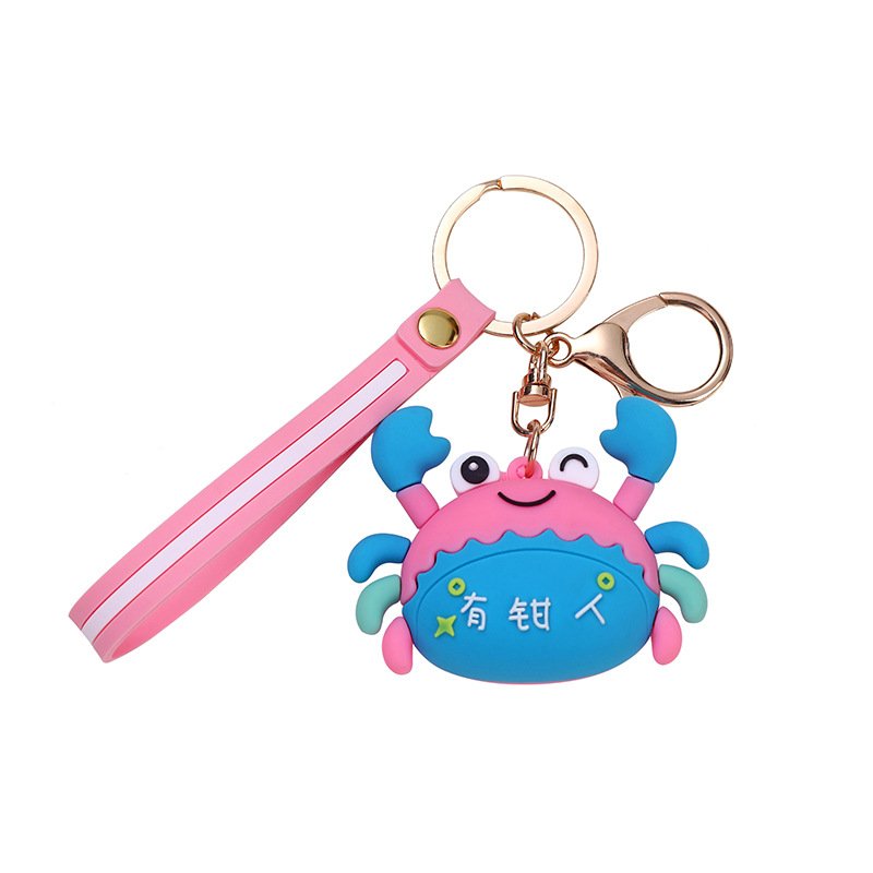 Wholesale Cartoon Fortune Crab Keychain PVC Cute Doll Schoolbag Creative Gift Couple Car Keyring Hanging Accessories