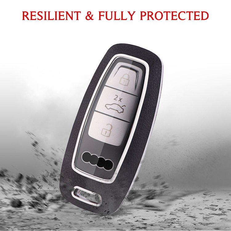 For Audi leather Key Fob Cover 3 button key shell fit for Audi A6L/A3/A7/A8/Q7