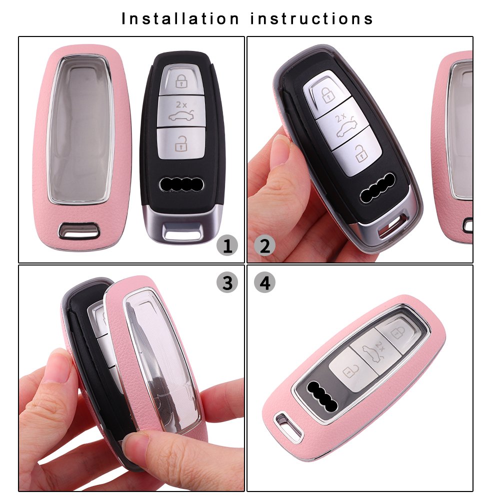 For Audi leather Key Fob Cover 3 button key shell fit for Audi A6L/A3/A7/A8/Q7