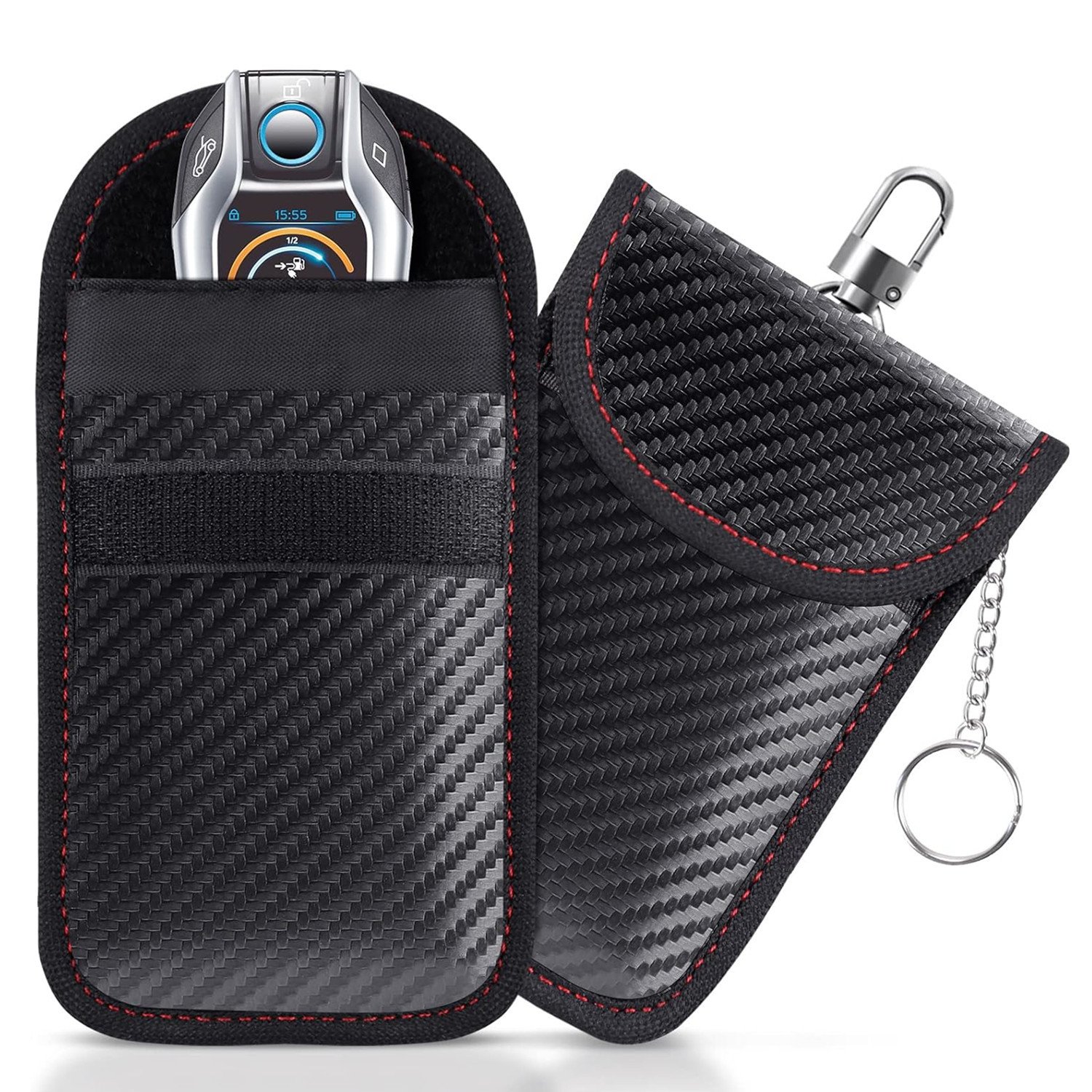 2024 New Arrival RFID Carbon Fiber Car Shielding Key Bag Anti-Radiation Mobile Phone Pouch Car Key Accessories