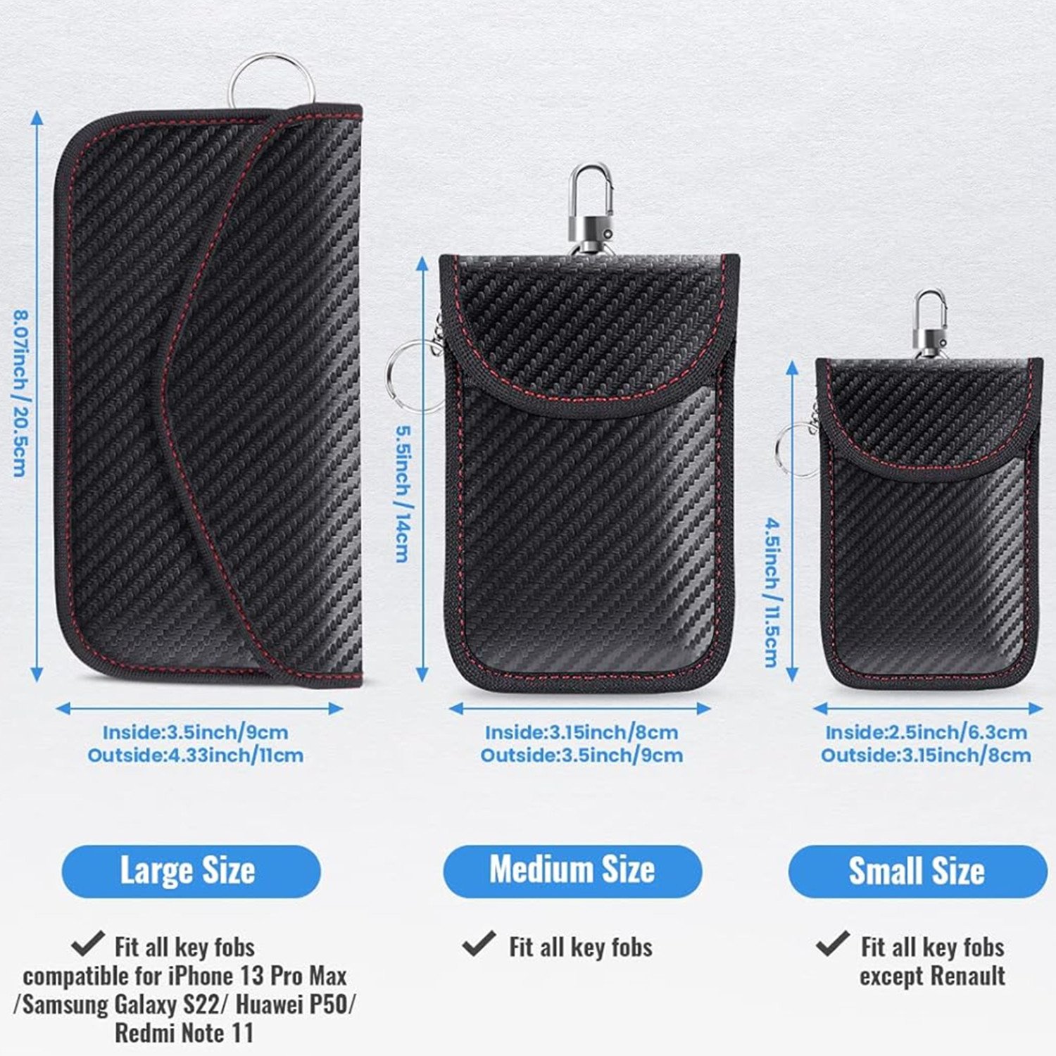 2024 New Arrival RFID Carbon Fiber Car Shielding Key Bag Anti-Radiation Mobile Phone Pouch Car Key Accessories