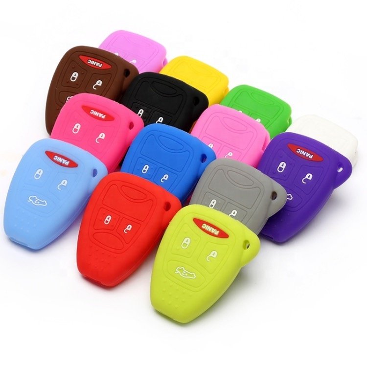 Silicone car key cover case for jeep wrangler cherokee for Chrysler Liberty Pacifica Sebring Aspen Magnum Charger 2 3 button key