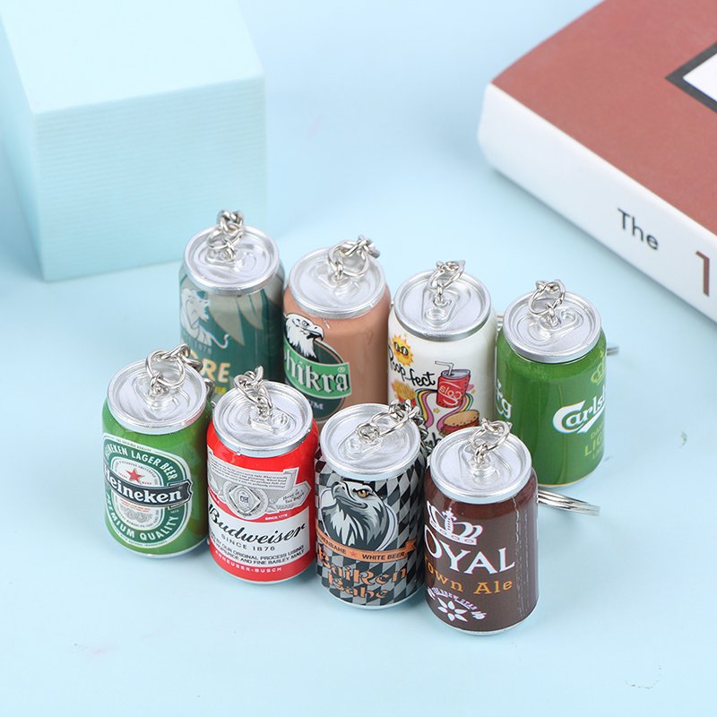 2023 Hot Sale Simulation Canned Beer Keychain Trinket Backpack Decor Car Key Accessories Pendant