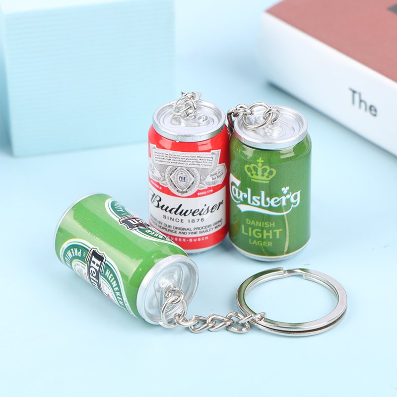 2023 Hot Sale Simulation Canned Beer Keychain Trinket Backpack Decor Car Key Accessories Pendant