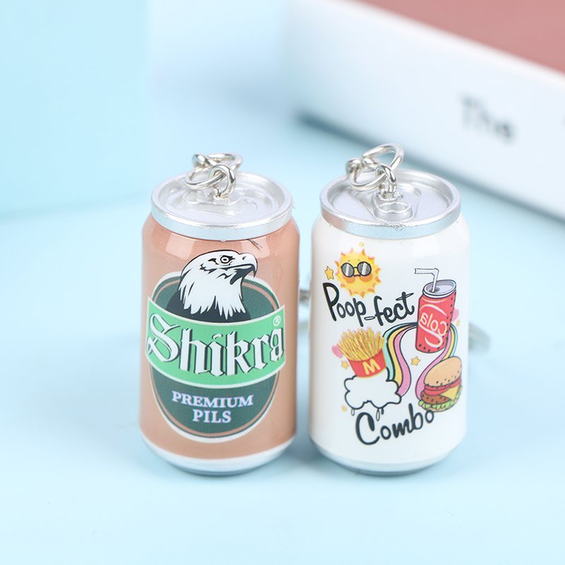 2023 Hot Sale Simulation Canned Beer Keychain Trinket Backpack Decor Car Key Accessories Pendant