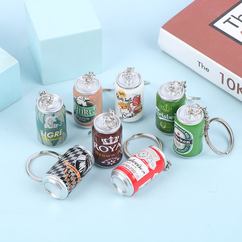 2023 Hot Sale Simulation Canned Beer Keychain Trinket Backpack Decor Car Key Accessories Pendant
