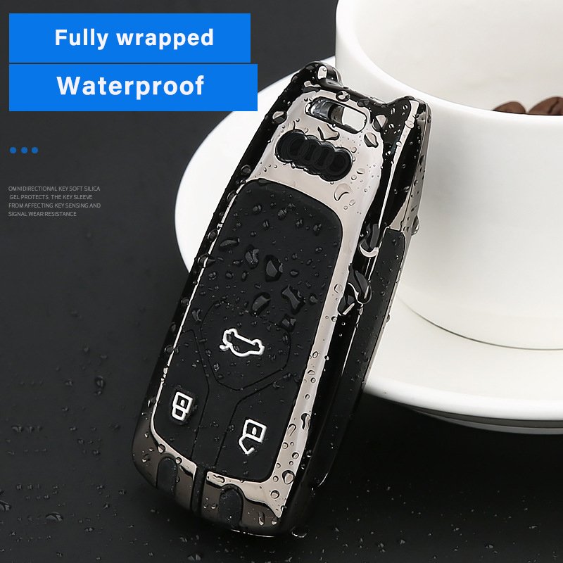 Metal Key Accessories Soft Silicone Liner Metallic Key bag Zinc Alloy Car Key Case Cover Shell Protection