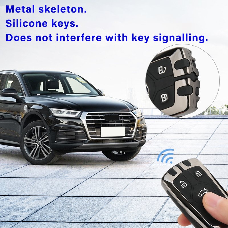 Metal Key Accessories Soft Silicone Liner Metallic Key bag Zinc Alloy Car Key Case Cover Shell Protection