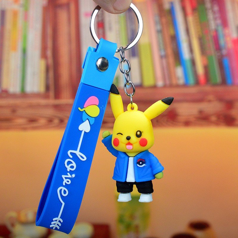 Tide Play Doll Promotional Car Keychain Accessories Cheap Cartoon Anime Animal PVC Key Ring Lanyards Rubber Key Holder