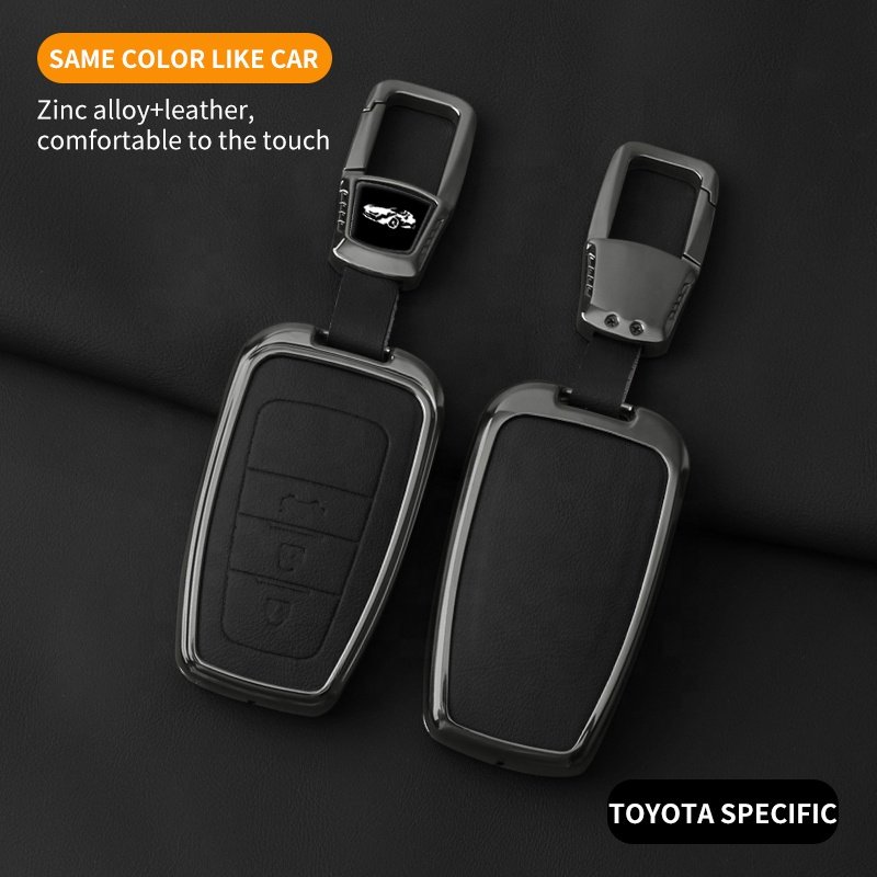For Customized Folding Zinc Alloy Premium Leather Toyota Car Key Case Cover