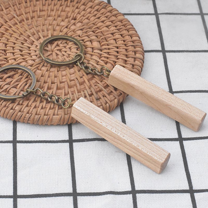 Long Wood Keychains Personality, Fashion And Simple Keyring Accessories Wood Car Keychain Pendant