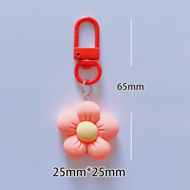 Wholesale resin DIY candy color 3D flower keyring cute sunflower Daisy Flower bag keychain accessory decorative phone case charm