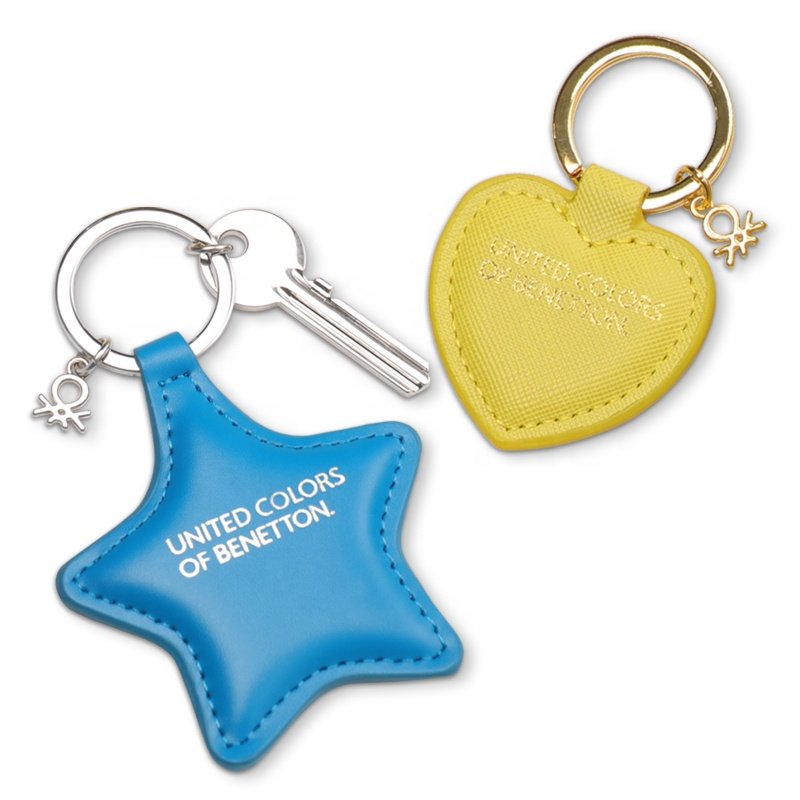 Promotional Factory Price Leather Star Shaped Keychain/Keyring with Clasp