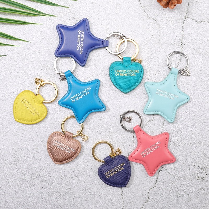 Promotional Factory Price Leather Star Shaped Keychain/Keyring with Clasp
