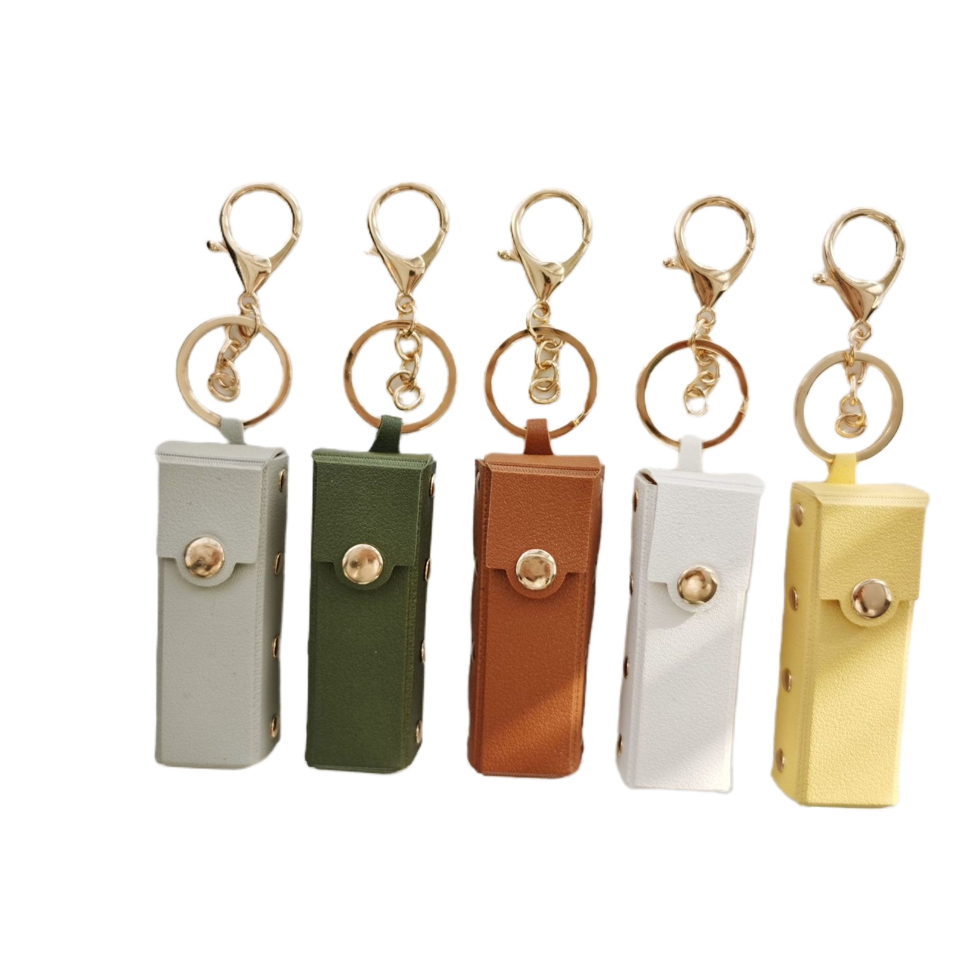 Leather lip gloss holder key chain Chapstick Lipstick Case Potable Clip-on Sleeve Lipstick Keychain Holder Makeup Accessories