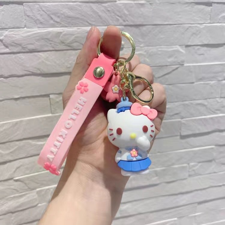 Kawaii Kuromi Melody HI Kitty Keychain Sanrioed Pendant Cartoon Anime Women Bag Accessories Girl Gift Fashion PVC Key Ring