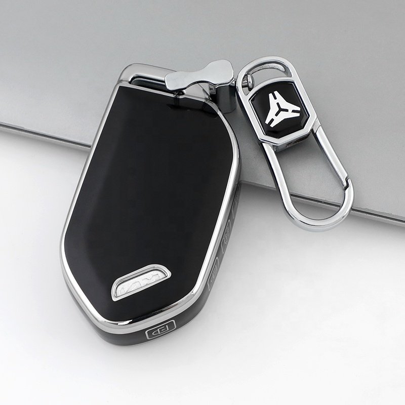 Silver Edge TPU Key Fob Cover with keychain Fit for Kia Optima Sorento Sportage Soul Forte Niro class car key case Accessories