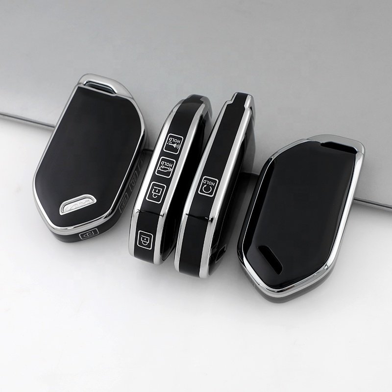 Silver Edge TPU Key Fob Cover with keychain Fit for Kia Optima Sorento Sportage Soul Forte Niro class car key case Accessories