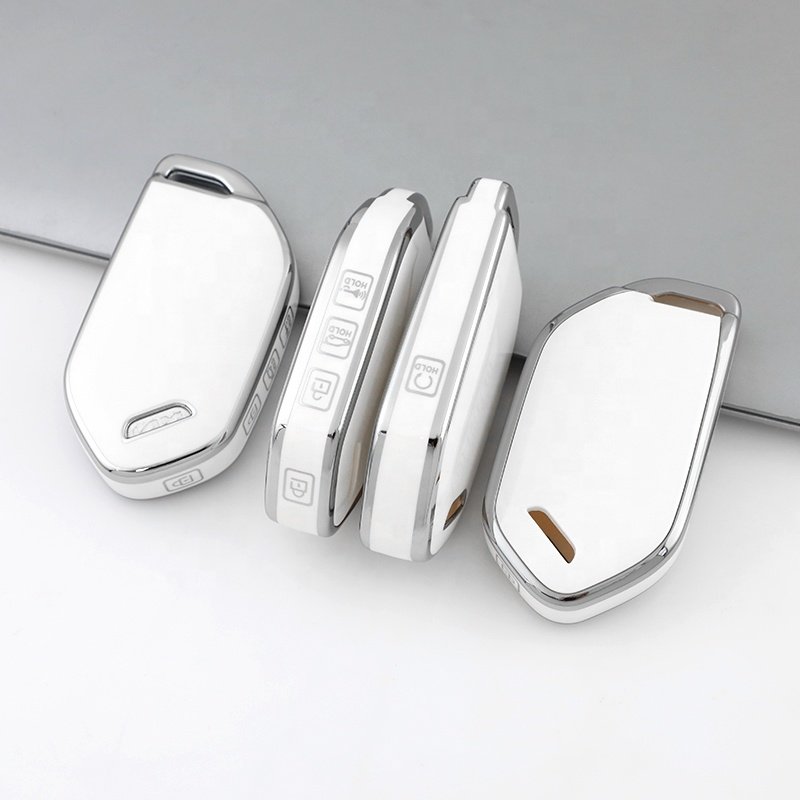 Silver Edge TPU Key Fob Cover with keychain Fit for Kia Optima Sorento Sportage Soul Forte Niro class car key case Accessories