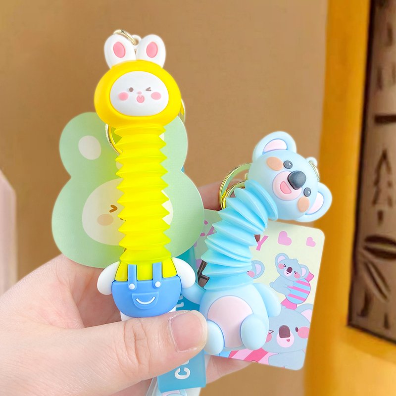Customizable 3D Cartoon Silicone Doll Keychain Telescopic PVC Duck Pendant Soft Rubber Decorative Accessory