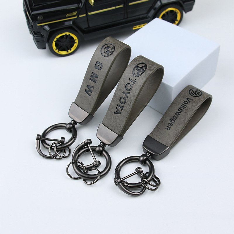 Custom Car Logo Luxury Genuine Leather Keychain Car Key Ring Holder Jewelry Custom Gift Car Accessories
