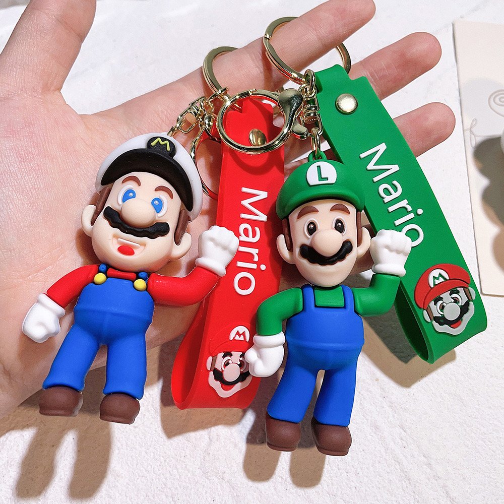 High Quality 3D Doll Pendant Cartoon Mario Luigi Keychain Car Key Accessories Backpack Decoration Promotional Gift Key Chain
