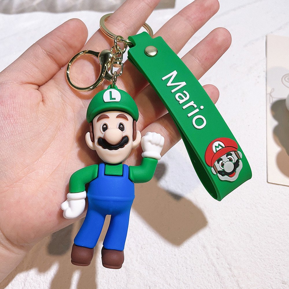 High Quality 3D Doll Pendant Cartoon Mario Luigi Keychain Car Key Accessories Backpack Decoration Promotional Gift Key Chain