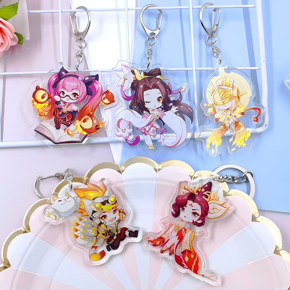 Factory Direct Supply Spot Factory Made Gold Foil Rainbow Laser Acrylic Keychain Personalized Custom Anime Present
