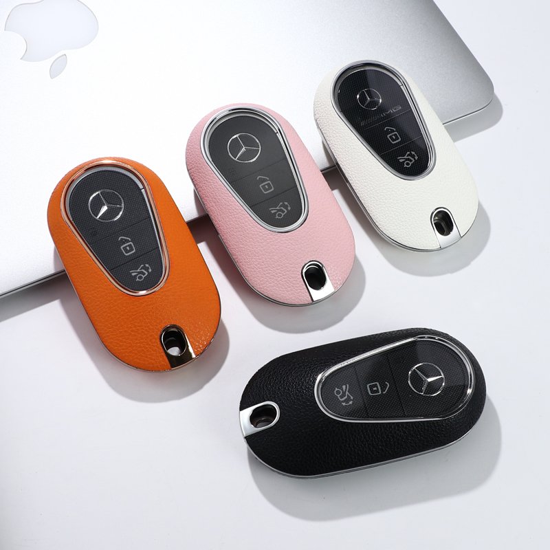 For Mercedes Benz leather Key Fob Cover key shell fit for Benz New C-Class, S-Class key cover