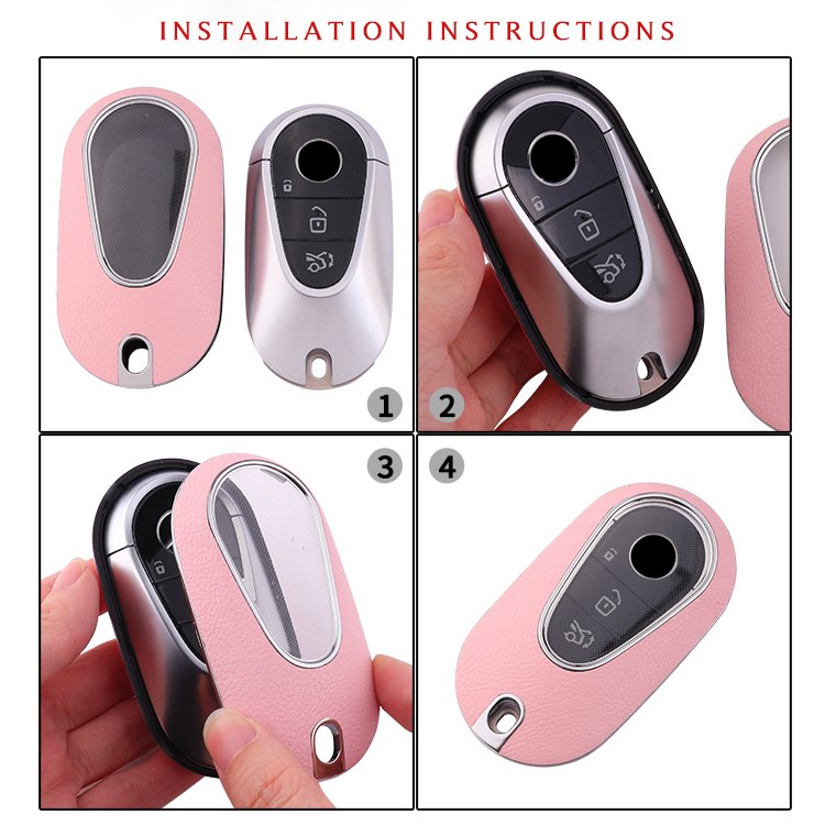 For Mercedes Benz leather Key Fob Cover key shell fit for Benz New C-Class, S-Class key cover