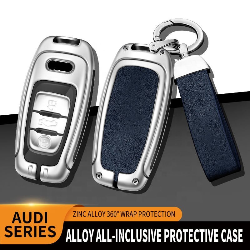 Custom Car Logo Metal Leather Car Key Case For Audi A1 A3 8v A4 B8 B9 A5 A6 C7 A7 A8 Q3 Q5 Q7 S4 S6 S7 S8 R8 Tt Auto Accessories