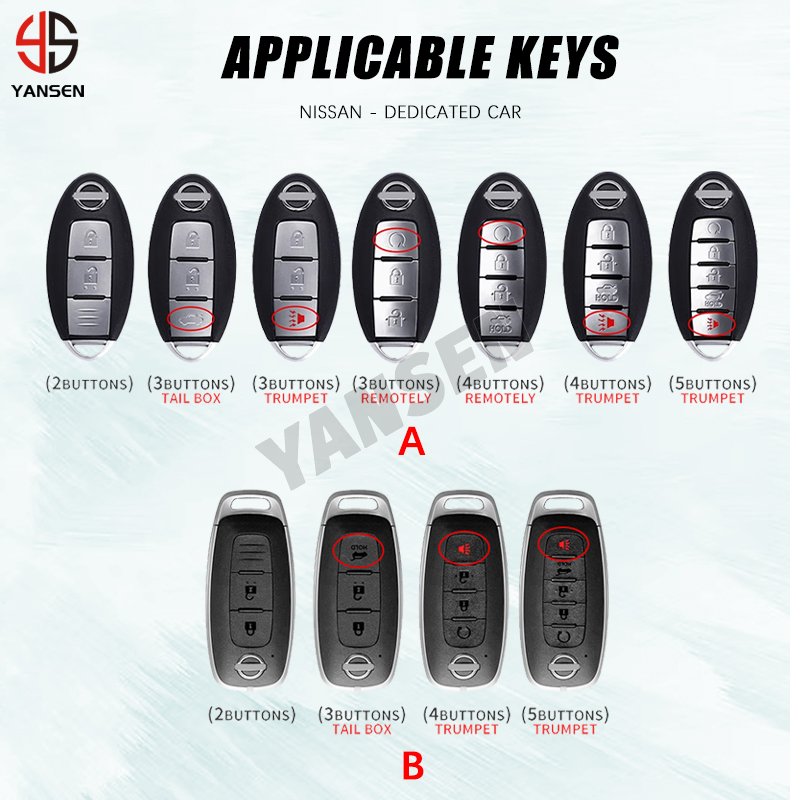 ABS Carbon fiber Remote Car Key For NISSAN Ariya TEANA 2022 Teana Qashqai X-Trail Juke