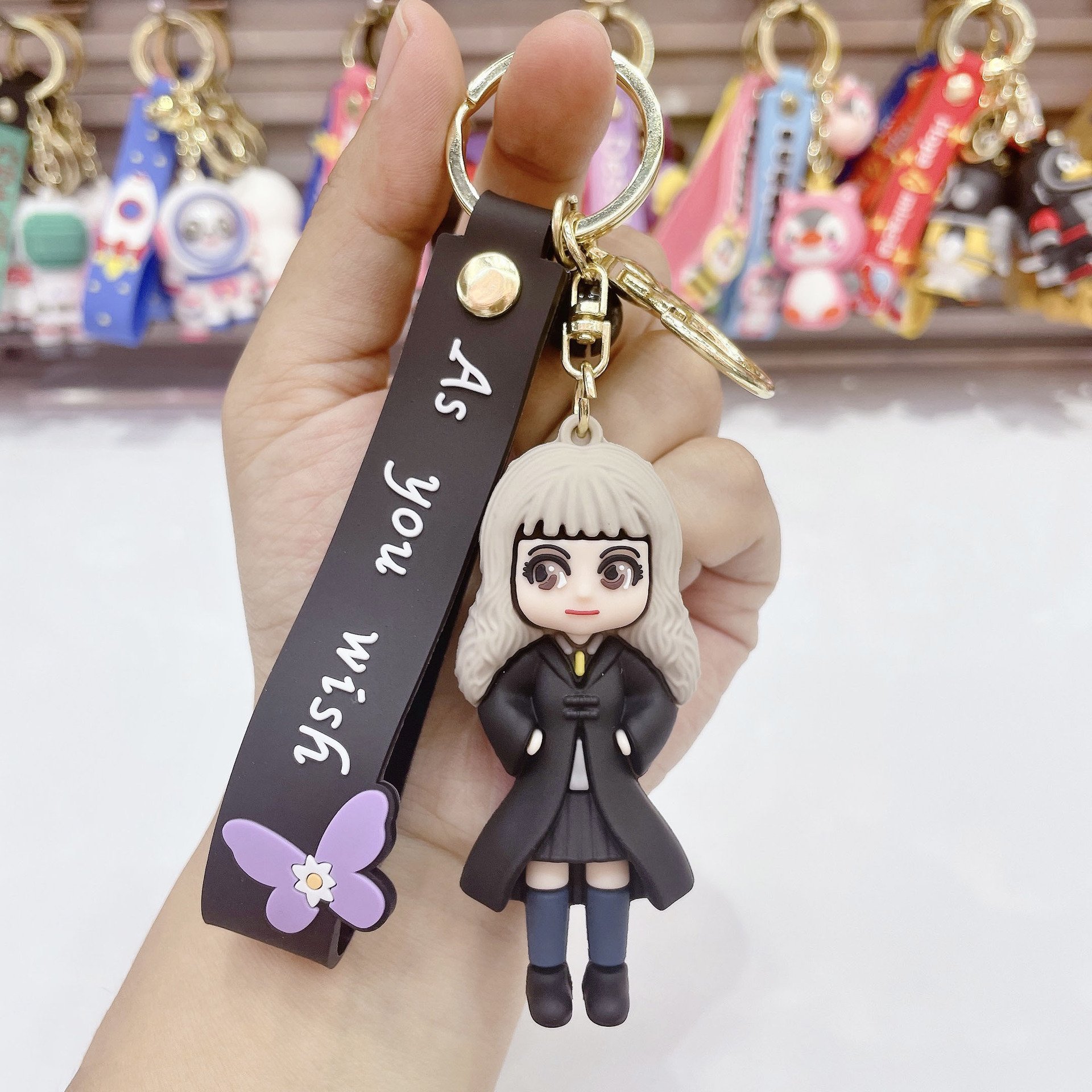 Creative Cartoon Harry Pot Figurine Keychain Backpack Pendant Gift Accessories 3D Rubber Car Keychain