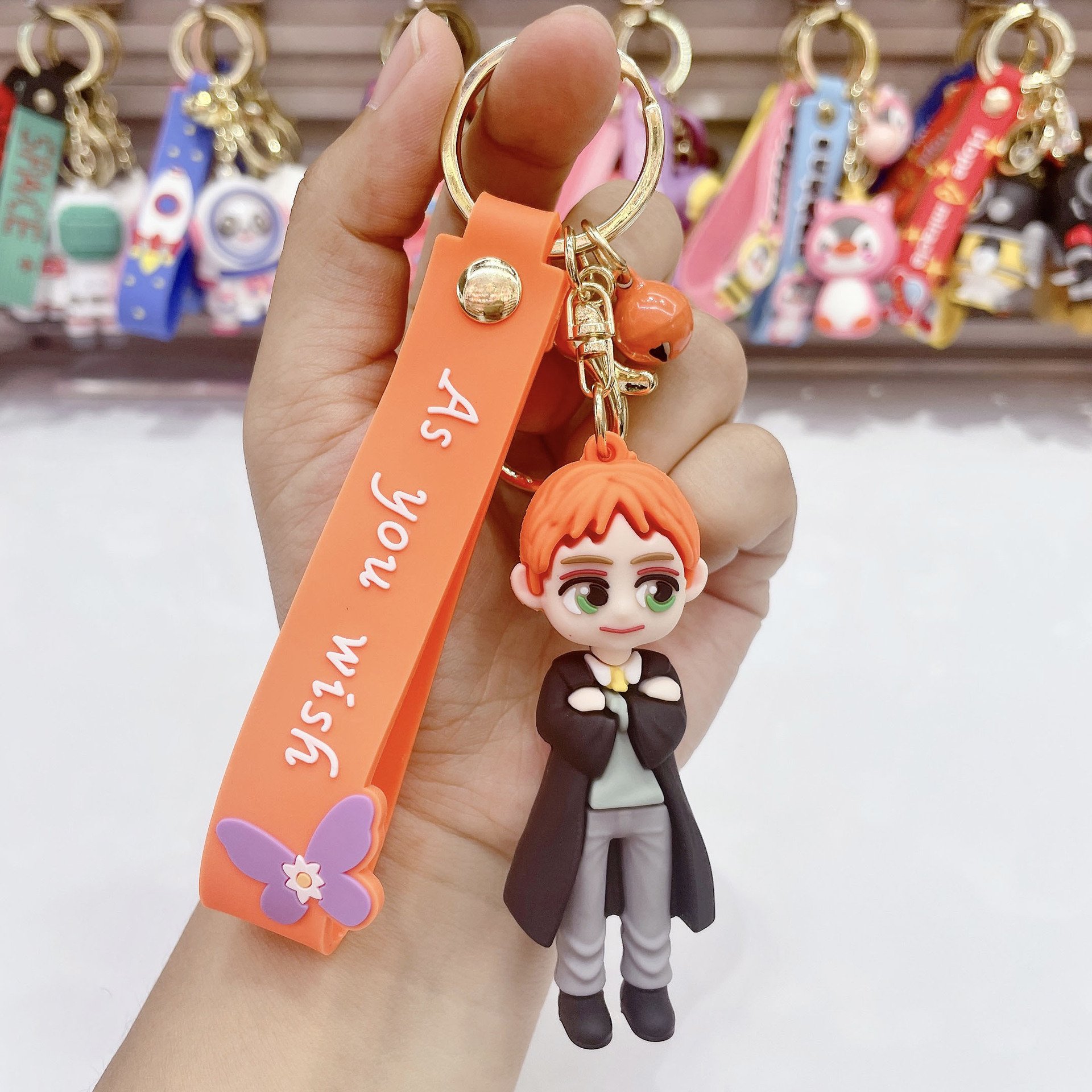 Creative Cartoon Harry Pot Figurine Keychain Backpack Pendant Gift Accessories 3D Rubber Car Keychain