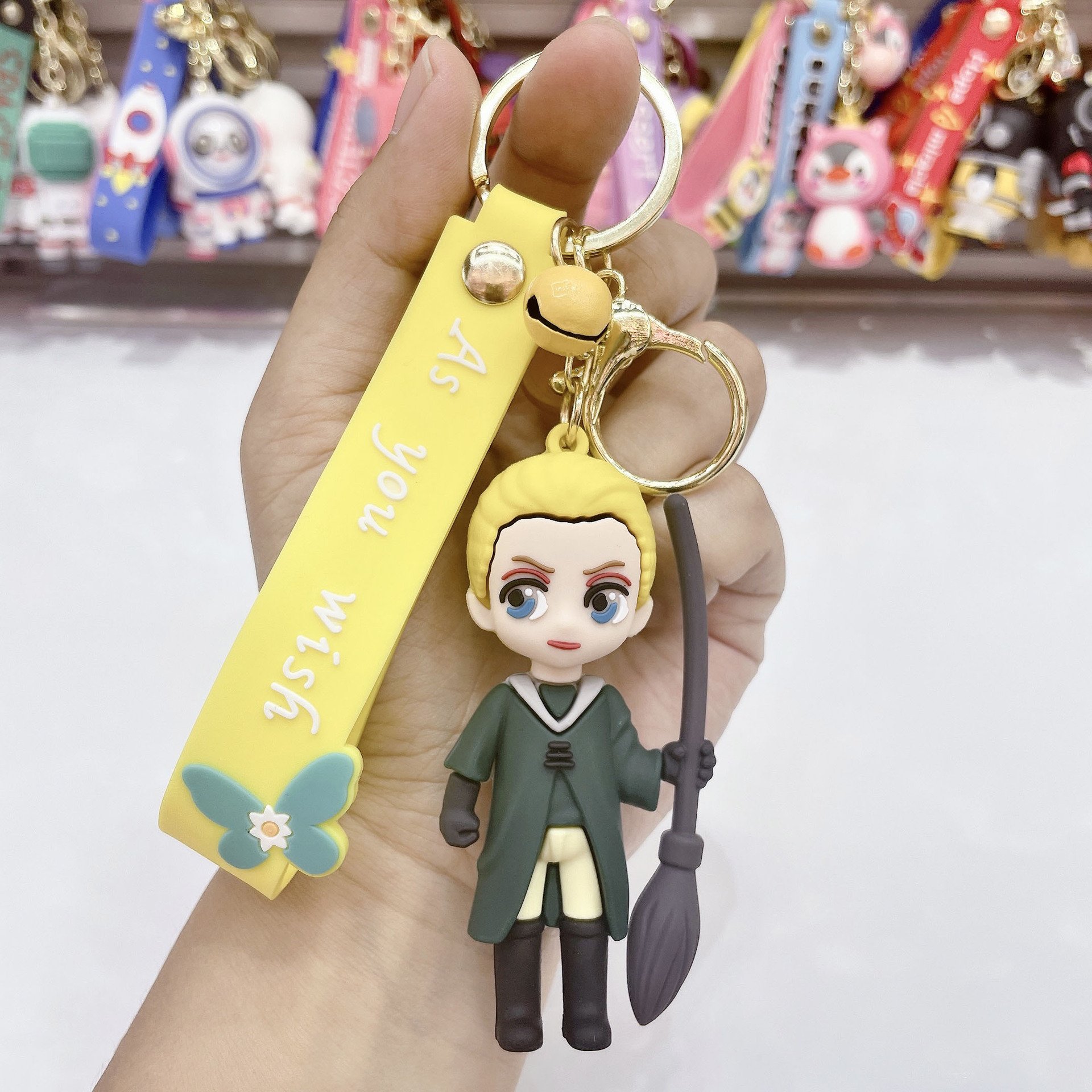 Creative Cartoon Harry Pot Figurine Keychain Backpack Pendant Gift Accessories 3D Rubber Car Keychain