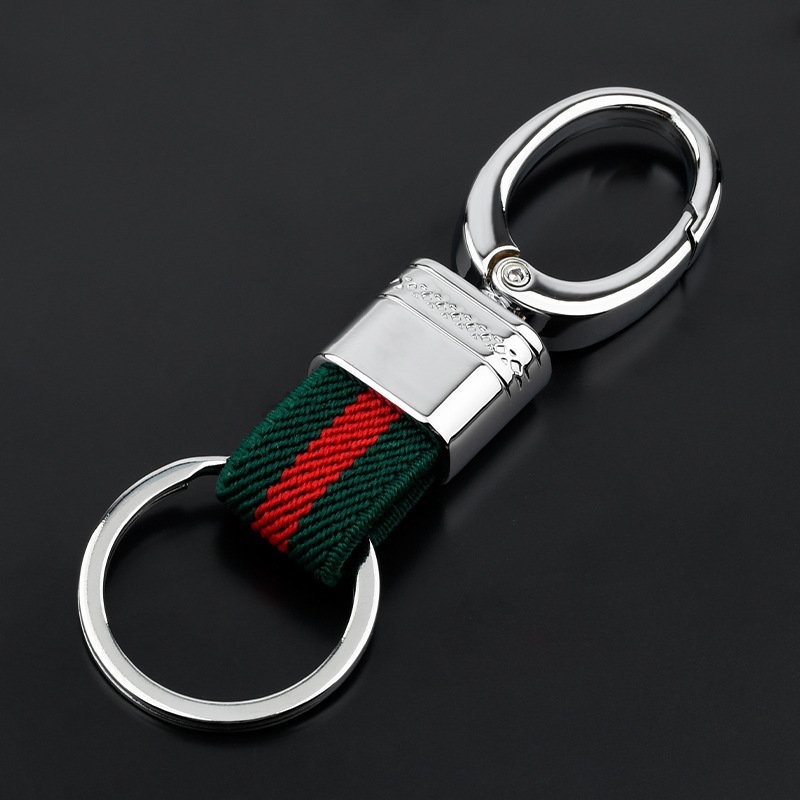 Wholesale Three-color Nylon Webbing Metal Pendant Keychains For Car Keychain Key Ring