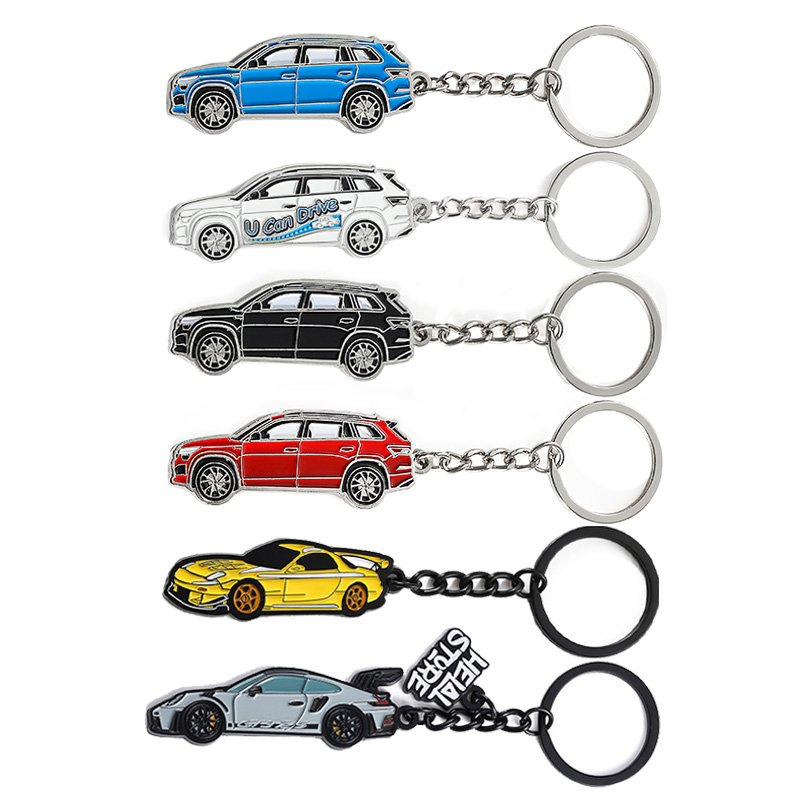 Custom Logo Zinc Alloy Enamel Car Shape Metal Key Chain Car Durable Non-Fading Pendant Keyring Keychain Gift For Men