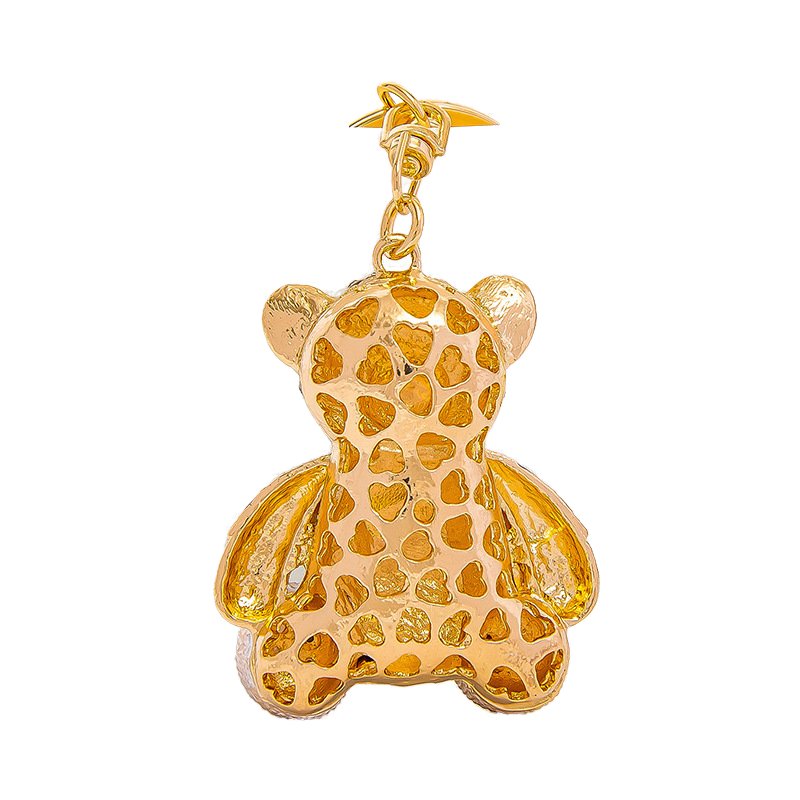 Cute And Fashionable Striped Teddy Bear With Rhinestone Keychain Hanging Decoration, Heart-shaped Bow Bear Backpack Keychain