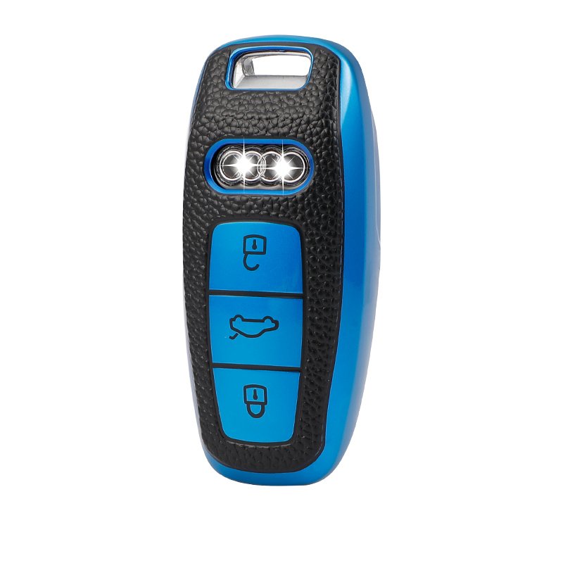 Remote Leather Car Key Case Cover Protective Holder Accessories Keychain Shell for Audi 2020 A8 A6L A5 A4 A8L/ 19 A7 A8 Q7 Q8