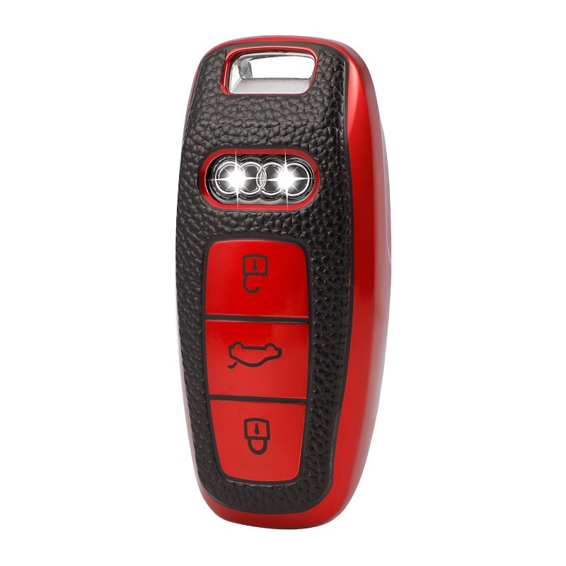 Remote Leather Car Key Case Cover Protective Holder Accessories Keychain Shell for Audi 2020 A8 A6L A5 A4 A8L/ 19 A7 A8 Q7 Q8