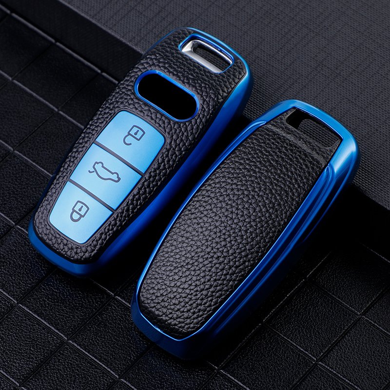 Remote Leather Car Key Case Cover Protective Holder Accessories Keychain Shell for Audi 2020 A8 A6L A5 A4 A8L/ 19 A7 A8 Q7 Q8