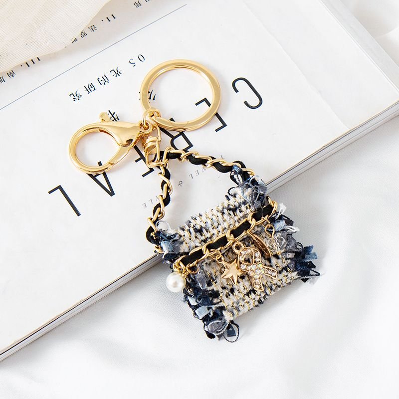 Hot Selling Korean style fashion creativity new chanelstyle fabric bag pendant handbag shape metal keychain accessories