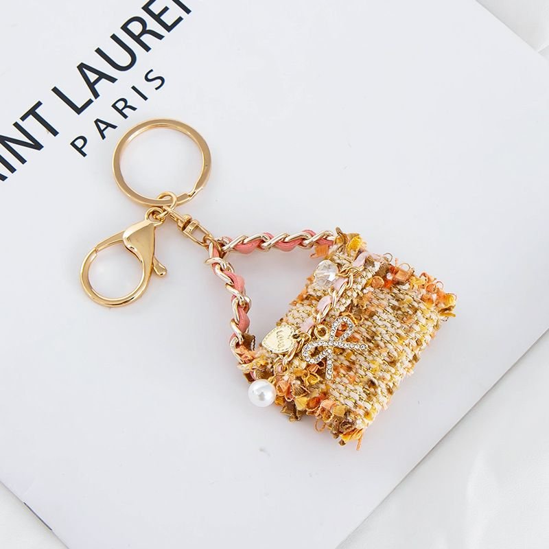 Hot Selling Korean style fashion creativity new chanelstyle fabric bag pendant handbag shape metal keychain accessories